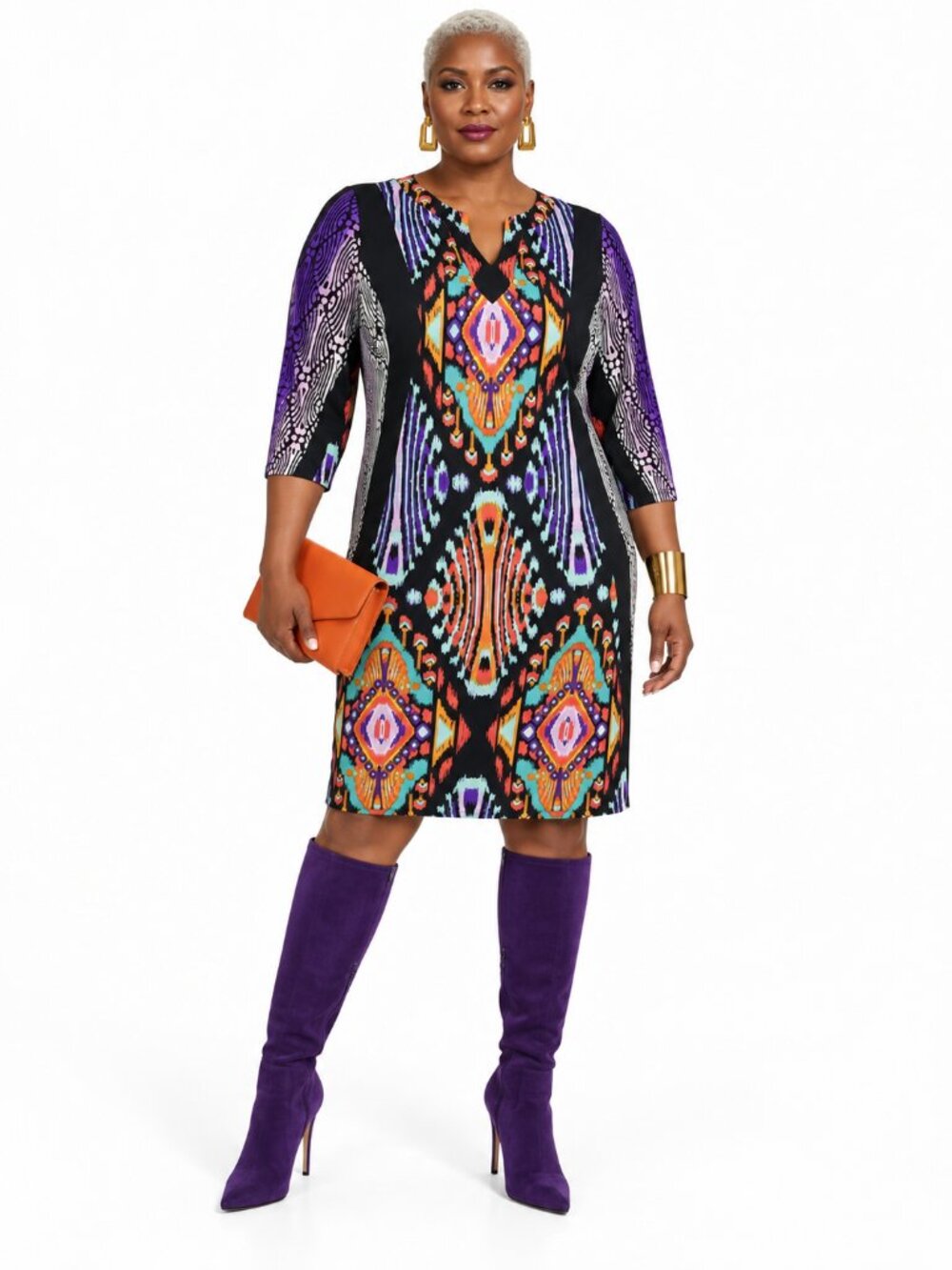 Chico's Multicolor Print Shift Dress Artsy Maximalist Travel Size XL